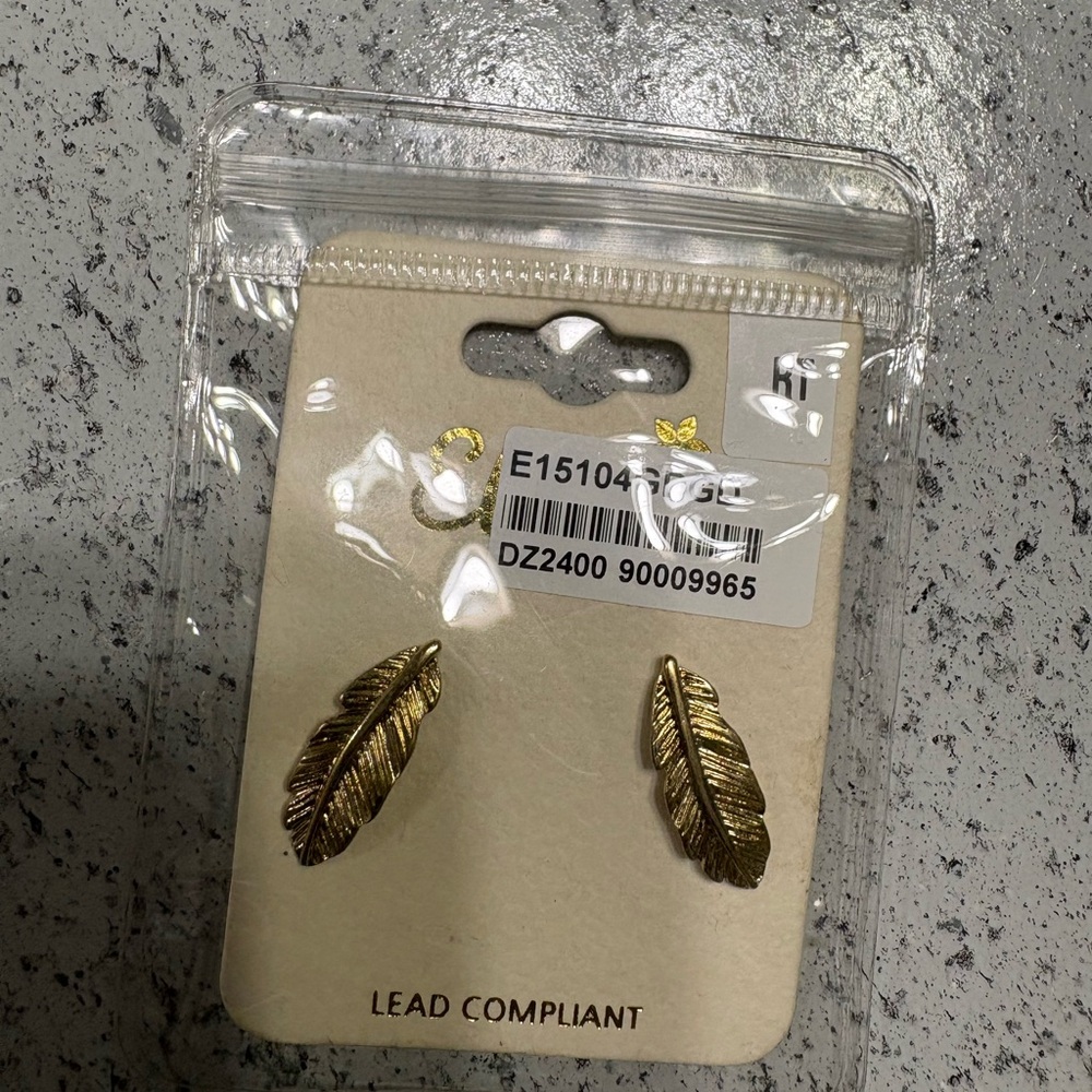 Gold Feather Earrings